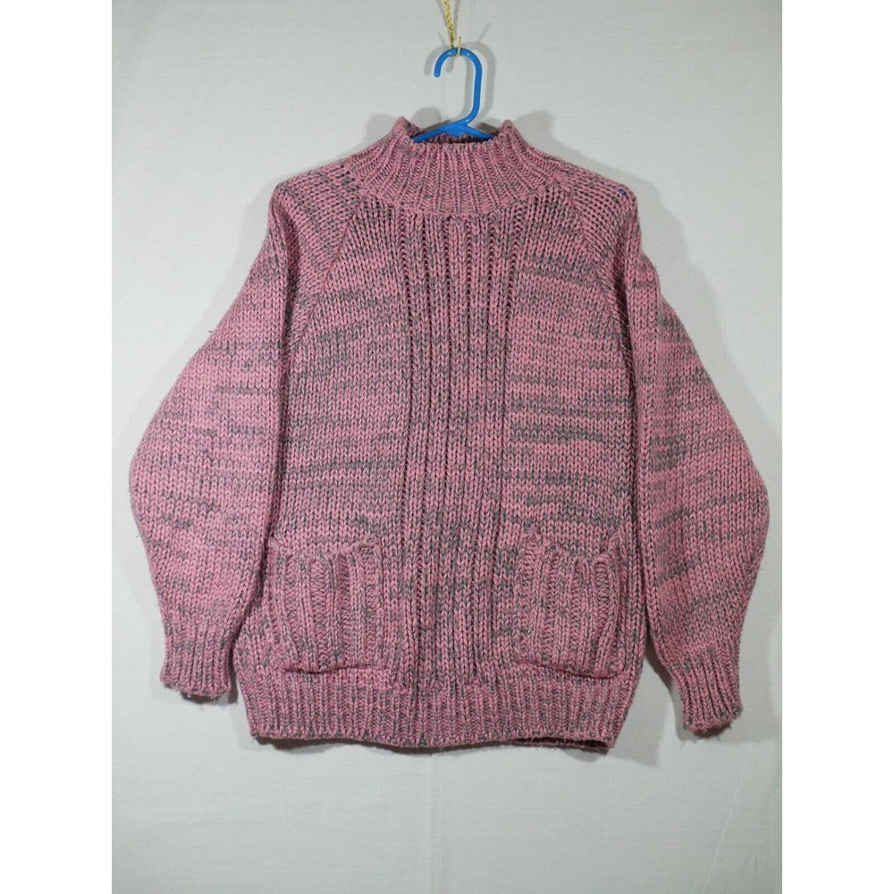 Vtg 80’s Traditions By Stefano Mock Neck Acrylic L/S Sweater Pink Size S